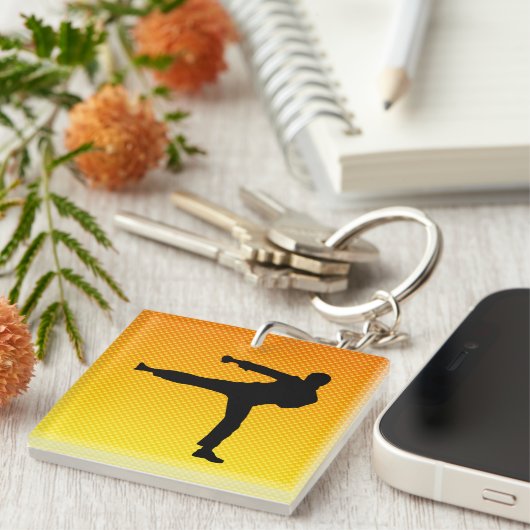 Gele Oranje krijgskunst Sleutelhanger (Voorkant Rechts)