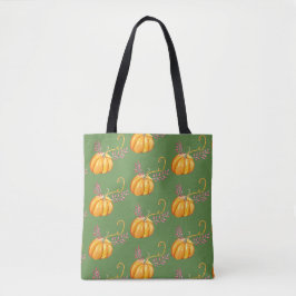 Gele, oranje lantaarnpompoen kunst tote tas