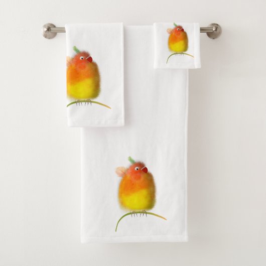Gele & oranje Liefdesvogel Handdoeken set. (Insitu)
