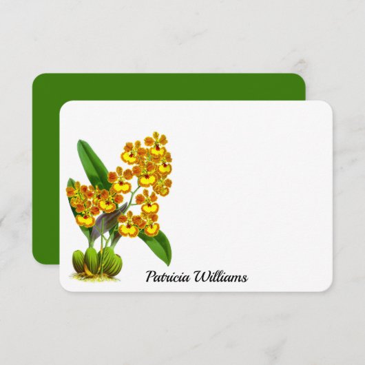 Gele Oranje orchidee ventilator persoonlijke notit Notitiekaartje (Voorkant / Achterkant)