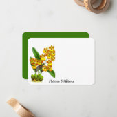 Gele Oranje orchidee ventilator persoonlijke notit Notitiekaartje (Voorkant / Achterkant in situ)