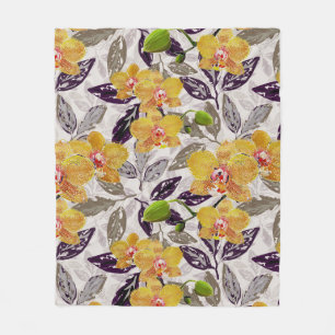 Gele oranje orchideeën. fleece deken
