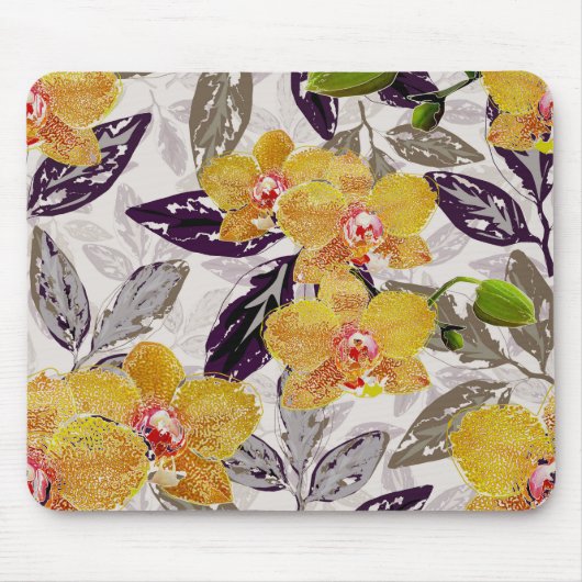 Gele oranje orchideeën. muismat (Voorkant)