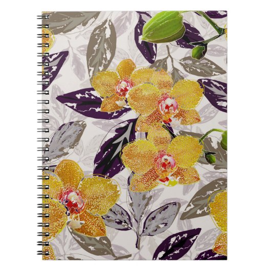 Gele oranje orchideeën. notitieboek (Voorkant)