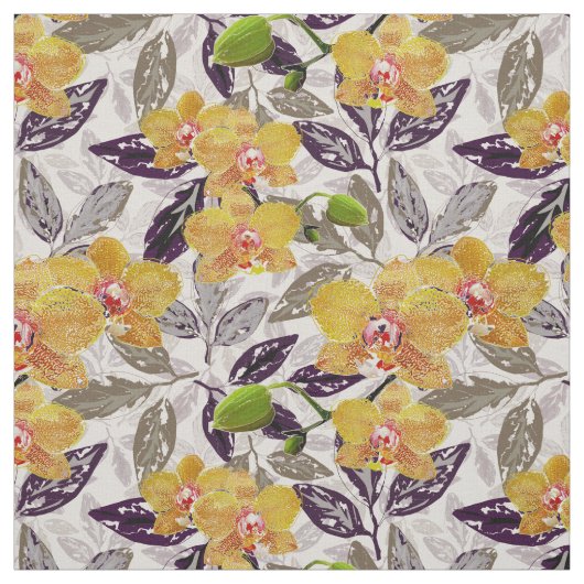 Gele oranje orchideeën. stof (Swatch)