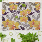 Gele oranje orchideeën. theedoek (Gevouwen)