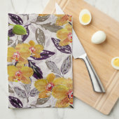 Gele oranje orchideeën. theedoek (Quarter Fold)