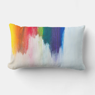 Gele, oranje, rode, groene en blauwe abstracte pij kussen