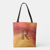 Gele Oranje rode schildlijnen met monogram Tote Bag (Achterkant)