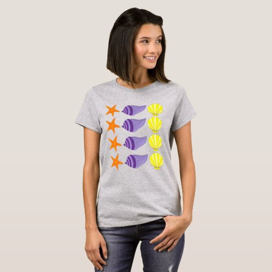 Gele Oranje sterren Star Fish Beach Seashore T-shirt (Voorkant volledig)