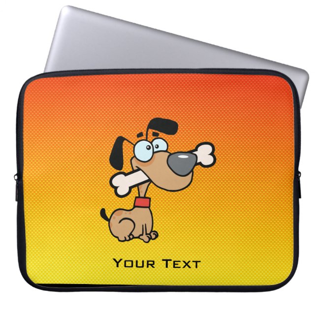 Gele Oranje tekenfilm Dog Laptop Sleeve (Voorkant)