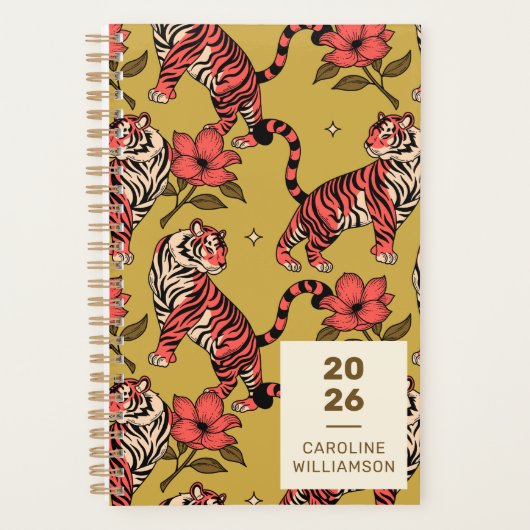 Gele Oranje Tijger Bloem Big Cat Persoonlijk Planner (Voorkant)