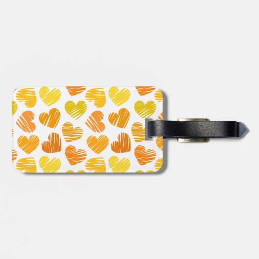 Gele oranje witte harten Bagagelabel (Achterkant horizontaal)