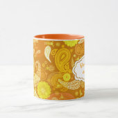 Gele oranje zonnige paisley aanpasbaar mok (Midden)
