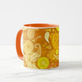 Gele oranje zonnige paisley aanpasbaar mok (Voorkant links)