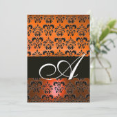 GELE ORANJE ZWARTE DAMAST MONOGRAM ,helder wit Kaart (Staand voorkant)