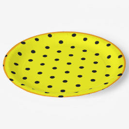 Gele Oranje zwarte poolpunts Papieren Bordje
