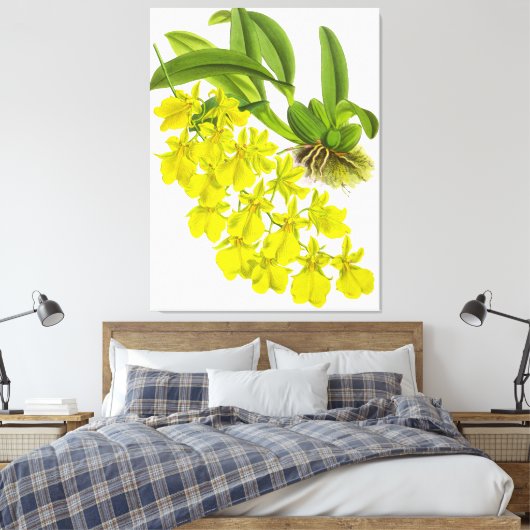  gele orchidebloem canvas afdruk (Insitu (Slaapkamer))