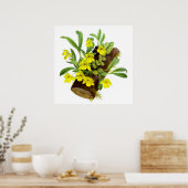 gele orchidebloem poster (Keuken)