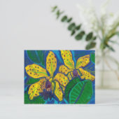 Gele orchidebloemen, pasteelschilderende Florale k Briefkaart (Staand voorkant)