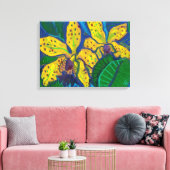 Gele orchidebloemen, pasteelschilderende Florale k Canvas Afdruk (Insitu (Woonkamer))