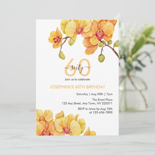 Gele Orchidee Bloem Botanische Verjaardag Kaart (Staand voorkant)