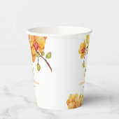 Gele Orchidee Bloem Botanische Verjaardag Papieren Bekers (Links)