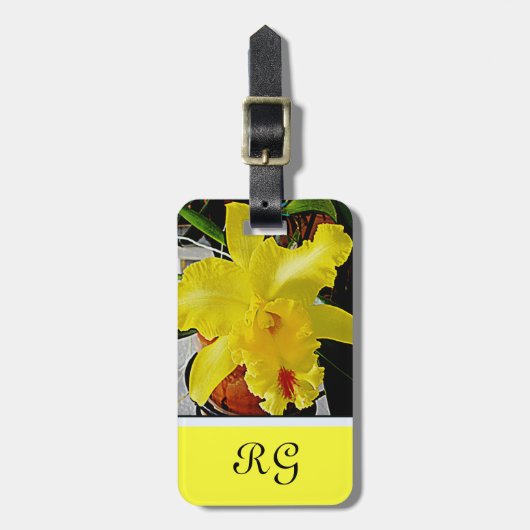 Gele Orchidee Bloem Reizen Bagagelabel (Voorkant verticaal)