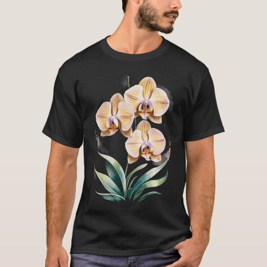 Gele Orchidee Bloem T-shirt (Voorkant)