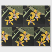 Gele Orchidee Bloem Tropisch Botanisch Cadeaupapier (Vlak)