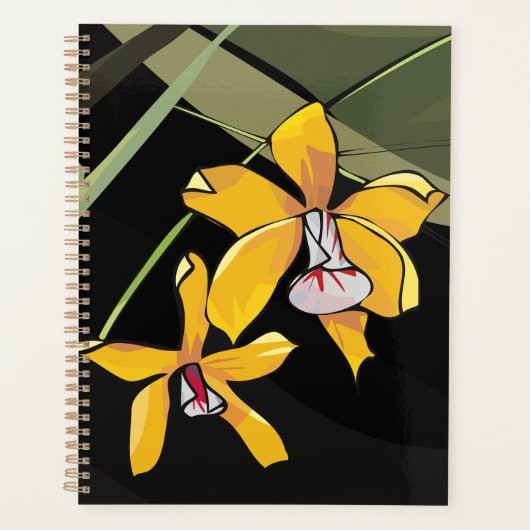 Gele Orchidee Bloem Tropisch Botanisch Planner (Voorkant)