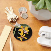 Gele Orchidee Bloem Tropisch Botanisch Sleutelhanger