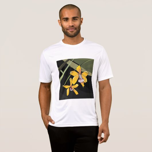 Gele Orchidee Bloem Tropisch Botanisch T-shirt (Voorkant volledig)