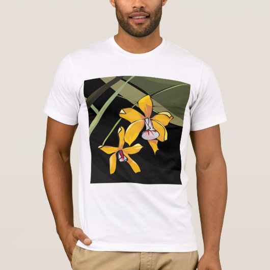 Gele Orchidee Bloem Tropisch Botanisch T-shirt (Voorkant)
