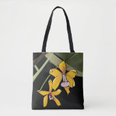 Gele Orchidee Bloem Tropisch Botanisch Tote Bag (Voorkant)