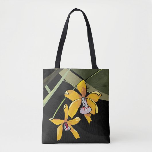 Gele Orchidee Bloem Tropisch Botanisch Tote Bag (Voorkant)