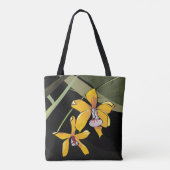 Gele Orchidee Bloem Tropisch Botanisch Tote Bag (Achterkant)