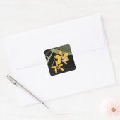 Gele Orchidee Bloem Tropisch Botanisch Vierkante Sticker (Envelop)
