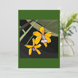 Gele Orchidee Bloem Tropische Botanische Kaart