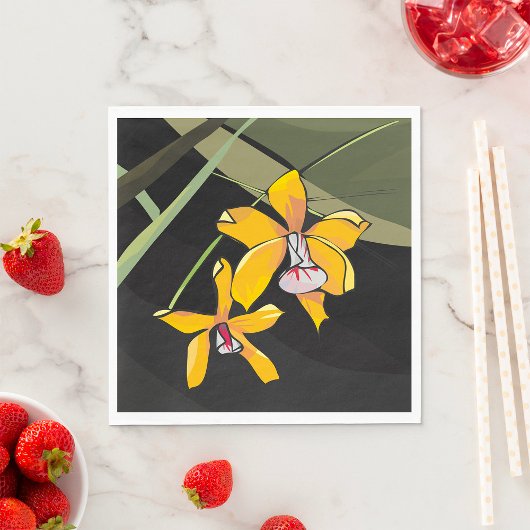 Gele Orchidee Bloem Tropische Botanische Servet