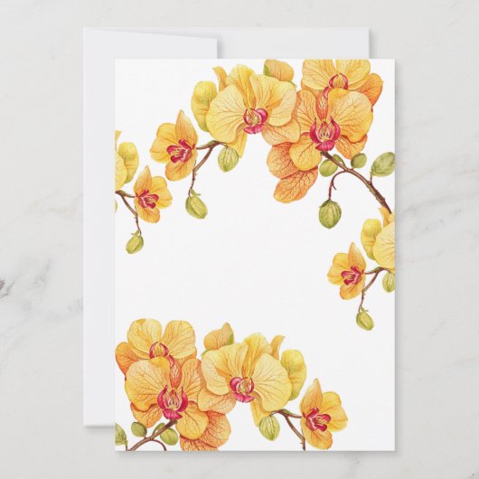 Gele Orchidee Bloem Voorjaarsbloesem Verjaardag Kaart (Achterkant)