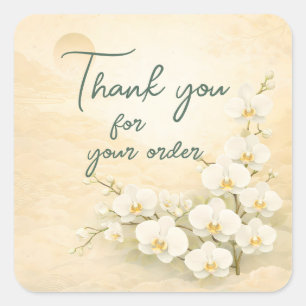 Gele orchidee Dank u voor uw bestelling Vierkante Sticker