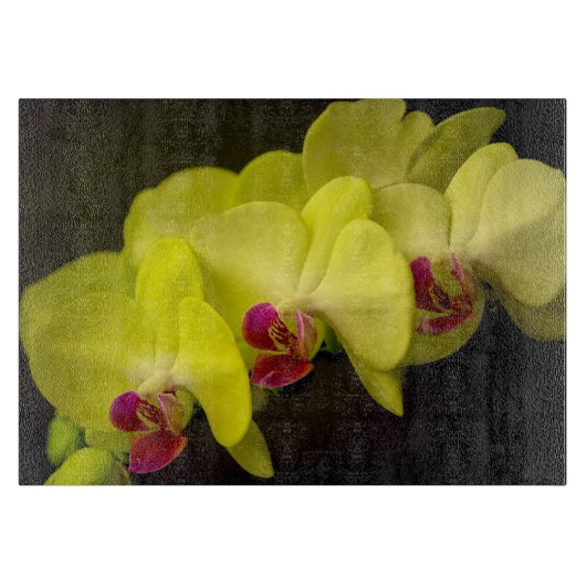 Gele Orchidee - Decoratief Glas Snijplank (Voorkant)