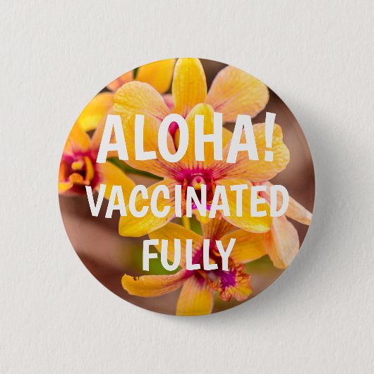 Gele orchidee, Hawaii Aloha gevaccineerde Button (Voorkant)