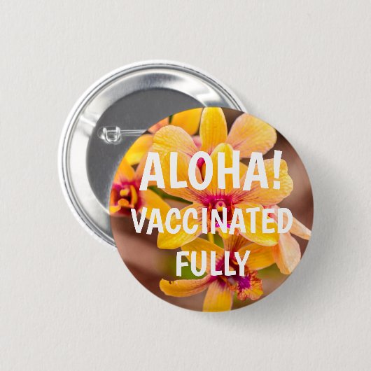 Gele orchidee, Hawaii Aloha gevaccineerde Button (Voorkant /achterkant)