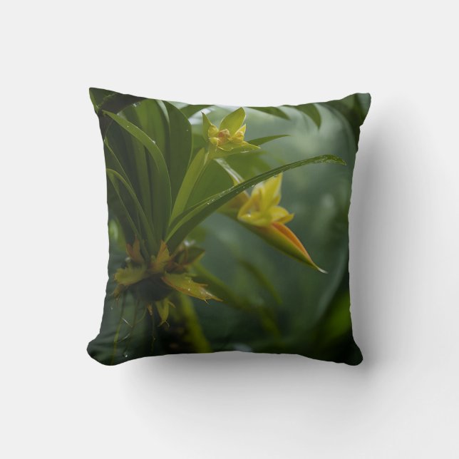 Gele Orchidee Regenwoud Kussen (Voorkant)
