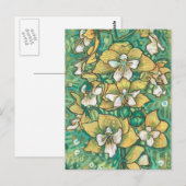 Gele orchidee Tropische bloemen Vloeiende kunst Briefkaart (Voorkant / Achterkant)