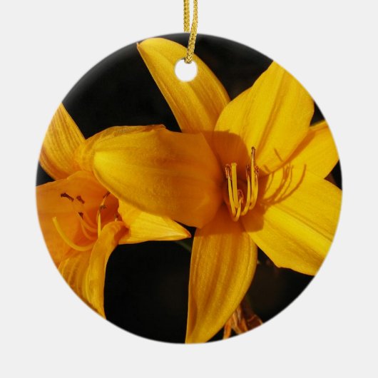 Gele Orchidee Versiering Keramisch Ornament (Voorkant)