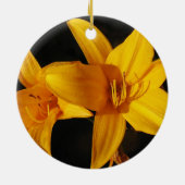 Gele Orchidee Versiering Keramisch Ornament (Achterkant)