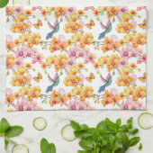Gele Orchideeën En Kolibries  Theedoek (Gevouwen)
